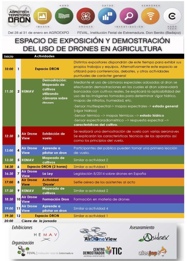 territorio dron extremadura air drone view drones don benito zona drones www.airdroneview.com hemav aleejop feval agroexpo 2015 feria agricultura asidrex centro demostrador tic