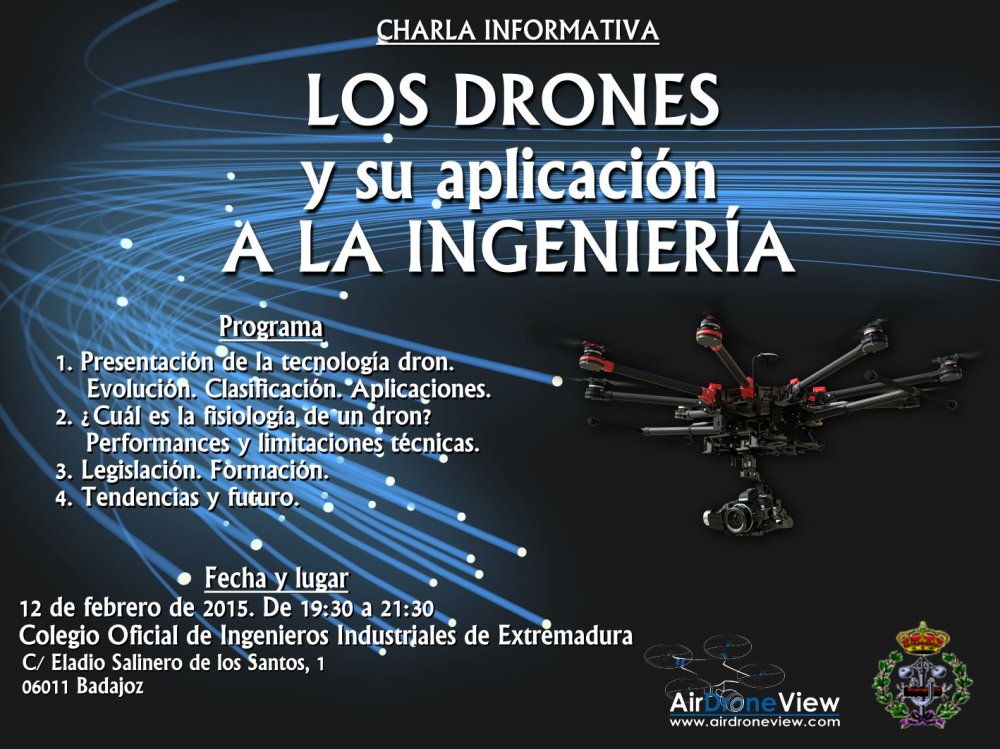 Charla Air Drone View COIIEX Badajoz drones rpas www.airdroneview.com curso formacion extremadura uav conferencia legislacion aesa gobex piloto coloquio colegio de ingenieros