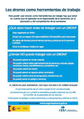 folleto informativo aesa drones herramienta trabajo seguridad aerea españa operadores rpas uav dron air drone view noticia