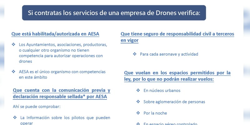 AESA publica las recomendaciones para contratar a una empresa de&nbsp;drones