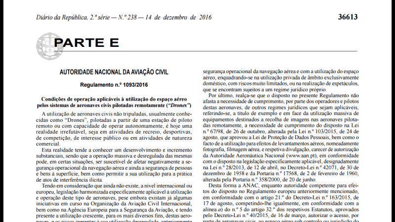 Portugal regula el uso de&nbsp;drones
