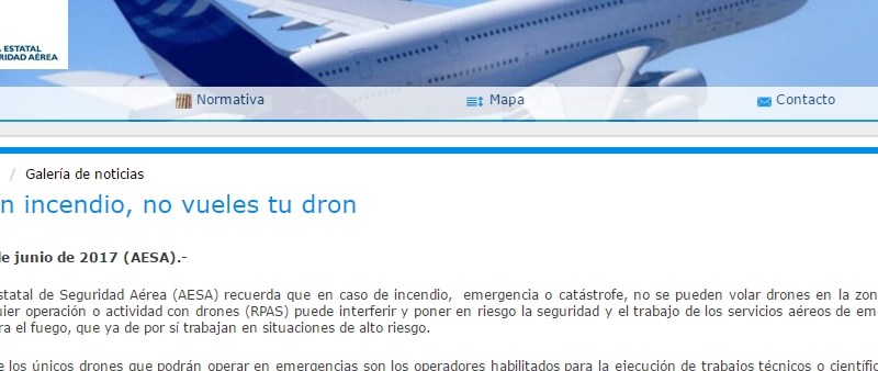 Recordatorio de AESA: Si hay un incendio, no vueles tu&nbsp;drone