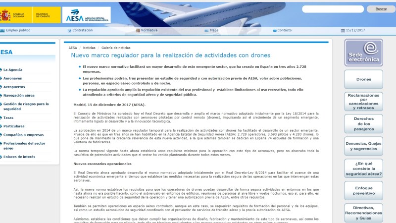 AESA publica en su web un pequeño resumen de los cambios que traerá el nuevo Real Decreto de RPAS AESA publica en su web un pequeño resumen de los cambios que traerá el nuevo Real Decreto de RPAS