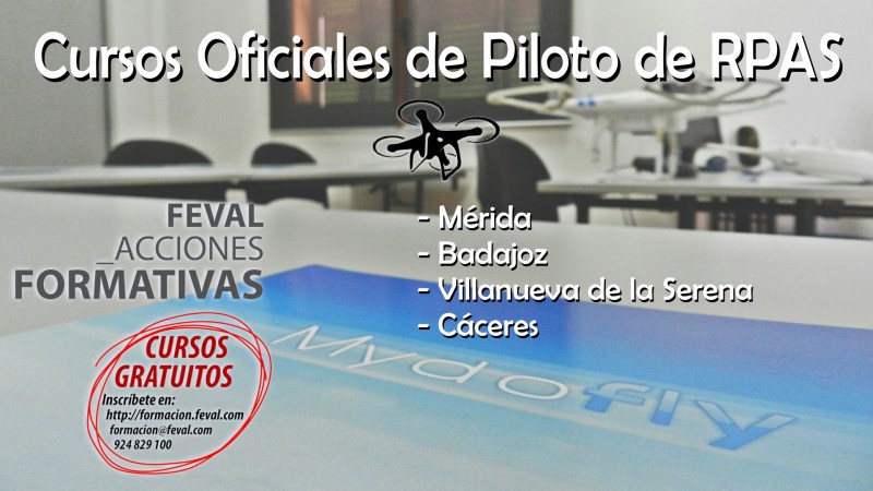Cursos Oficiales de Piloto de RPAS – Gratuitos en Extremadura Cursos Oficiales de Piloto de RPAS – Gratuitos en Extremadura