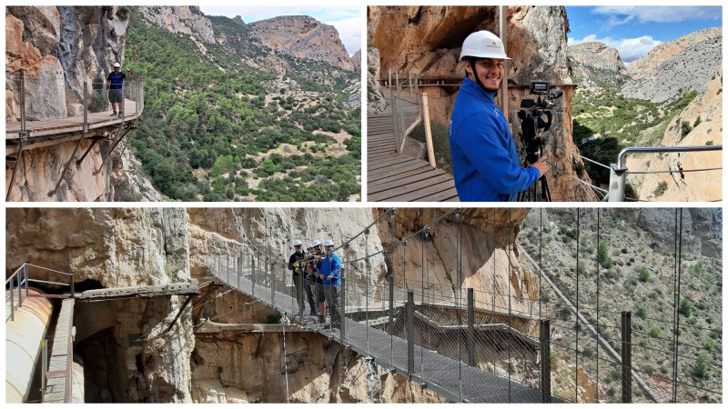 Recorriendo el Caminito del Rey para vídeo&nbsp;promocional