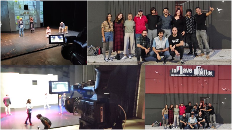 Grabando una promo para la compañía de teatro Cómicos Crónicos, junto a&nbsp;Dimentia