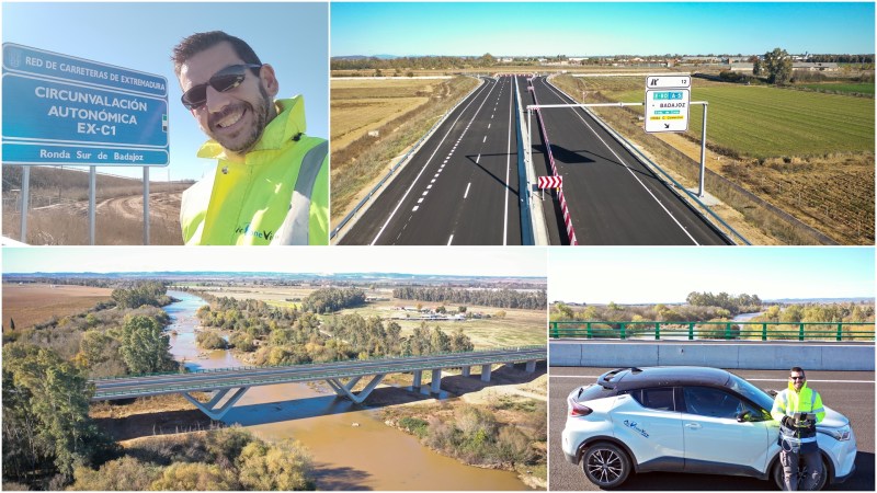 Grabando la Ronda Sur de Badajoz y el 5º puente de&nbsp;Badajoz