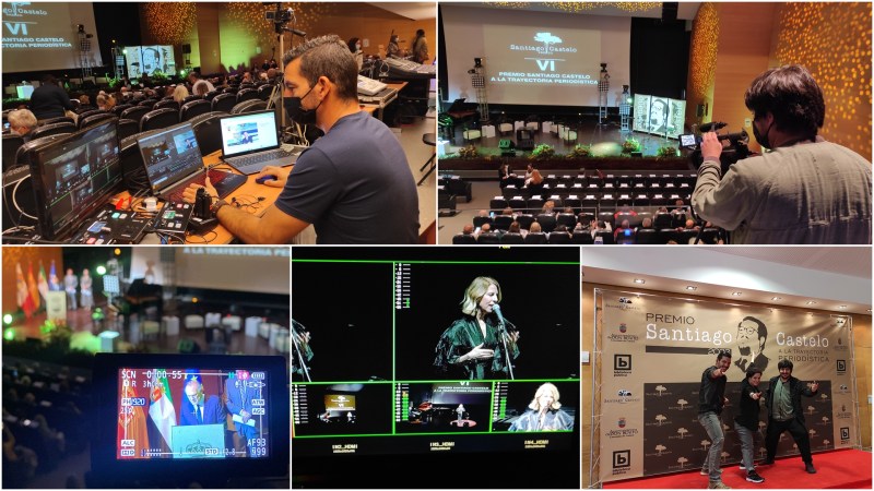 Realización de streaming en los VI Premios Santiago Castelo, con Pedro&nbsp;Piqueras
